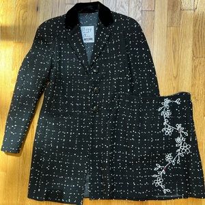 MOSCHINO CHEAP AND CHIC Tweed Embroidered Skirt and Suit Set